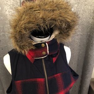 Navy & Red Winter Vest